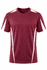 A maroon men's T-shirt featuring white accents and a logo. Suitable for casual wear.