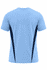 A light blue men's t-shirt featuring dark navy side panels and a logo.