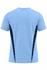A light blue men's t-shirt featuring dark navy side panels and a logo.