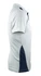 A light grey polo shirt with navy blue side panels and a collar, featuring a logo.