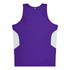 A purple singlet featuring white side panels and a logo on the back. Ideal for casual wear or active use.