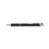 A sleek black metal pen with silver accents, featuring a convenient clip and minimalist design.