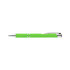 A metal pen in bright green with silver accents and a clip, featuring a sleek and modern design.