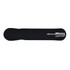 A silver metal pen rests on a black velvet holder, showcasing its sleek design.