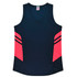 A navy singlet with pink accents and a logo on the front. Suitable for casual or athletic wear.