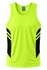 A bright yellow singlet featuring black side panels and a logo on the chest.