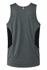 A grey men's singlet featuring black side panels and a logo on the back.