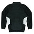 A dark green kids' tracktop featuring white side panels and a collar, designed as a jumper or sweater.
