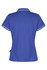A blue polo shirt with a collar and contrasting trim, featuring a branding logo. Back view displayed.
