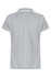 A grey polo shirt featuring a collar and short sleeves, with contrasting trim and a logo on the back.