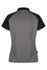 A grey and black polo shirt with a textured fabric and a collar, featuring a logo on the side.