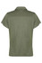 A green polo shirt with a collar and short sleeves, featuring a logo on the back.