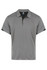 A grey polo shirt featuring a collared neckline and short sleeves. It has a logo on the front.