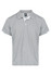 A grey polo shirt featuring a white collar and side details, with a small logo on the chest.