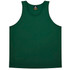 A green singlet top with a simple design and a logo on the label.
