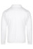A white long-sleeve polo shirt featuring a collar and a plain back design. It has a logo on the side.