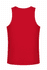 A red men's singlet featuring a simple design. The garment has a logo on the back.