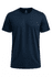 A navy blue t-shirt featuring short sleeves and a logo on the chest area.