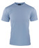 A light blue men’s t-shirt with short sleeves and a logo on the collar. Ideal for casual wear.