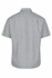 A short-sleeve button-up shirt in a black and white check pattern, featuring a collar and a logo.