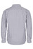 A long-sleeve button-up men's shirt featuring a navy and white checked pattern, with a rear view design.