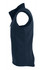 A navy men’s vest with a high collar, featuring a zip and a side pocket, has a plain design and includes a logo.