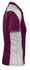 A maroon polo shirt with grey panels on the sides, featuring a logo on the chest.