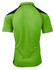 A green polo shirt with black accents, featuring a collar and short sleeves, viewed from the back.