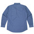 A long sleeve button-up shirt in a blue checkered pattern, featuring a back yoke and buttoned cuffs.