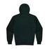 A dark green hoodie featuring a spacious hood and long sleeves, with a simple design on the back.