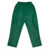 Green kids' track pants with an elastic waistband, featuring a smooth, lightweight fabric and a simple design.