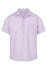 A short sleeve button-up shirt in lilac, featuring a chest pocket and a logo on the label.