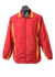 A red track jacket featuring yellow accents, with a front zipper and a logo on the chest.