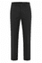 Flat front men's pants in black, styled as slacks with a belt loop and a logo present.