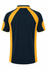 A navy and yellow polo shirt with a sporty design, featuring a logo on the back.