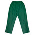 Green track pants with an elasticated waist and pockets, featuring a sleek and smooth finish.