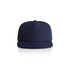 A navy blue cap with a structured design and a curved brim, featuring a logo on the front.