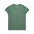 A green t-shirt with a simple design and a logo on the back.