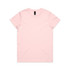 A pink t-shirt with a crew neck and short sleeves, featuring a brand logo on the label.