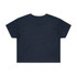 A navy blue crop tee with short sleeves, featuring a simple design and no visible graphics on the back.