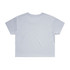 A light blue crop tee featuring a simple design and short sleeves, with a branding logo on the back.