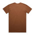 A brown T-shirt with short sleeves and a plain back design. It features a logo on the label.