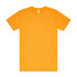 An orange t-shirt with a crew neck and short sleeves, featuring a brand logo.