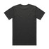 A black t-shirt featuring a plain back design and a logo at the neckline.