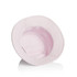 A pink bucket hat with a soft inner lining, featuring a simple design and a slight brim.
