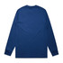 A long-sleeve tee in navy blue, featuring a simple design and a logo on the back.