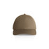 A brown cap with a curved brim and ventilation holes, featuring a logo on the front.