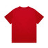 A red heavy tee t-shirt featuring a plain back with a logo.