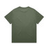 A heavy olive green T-shirt with a relaxed fit and short sleeves, featuring a subtle branding logo.