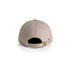 A beige cap with an adjustable strap at the back and a branding logo.